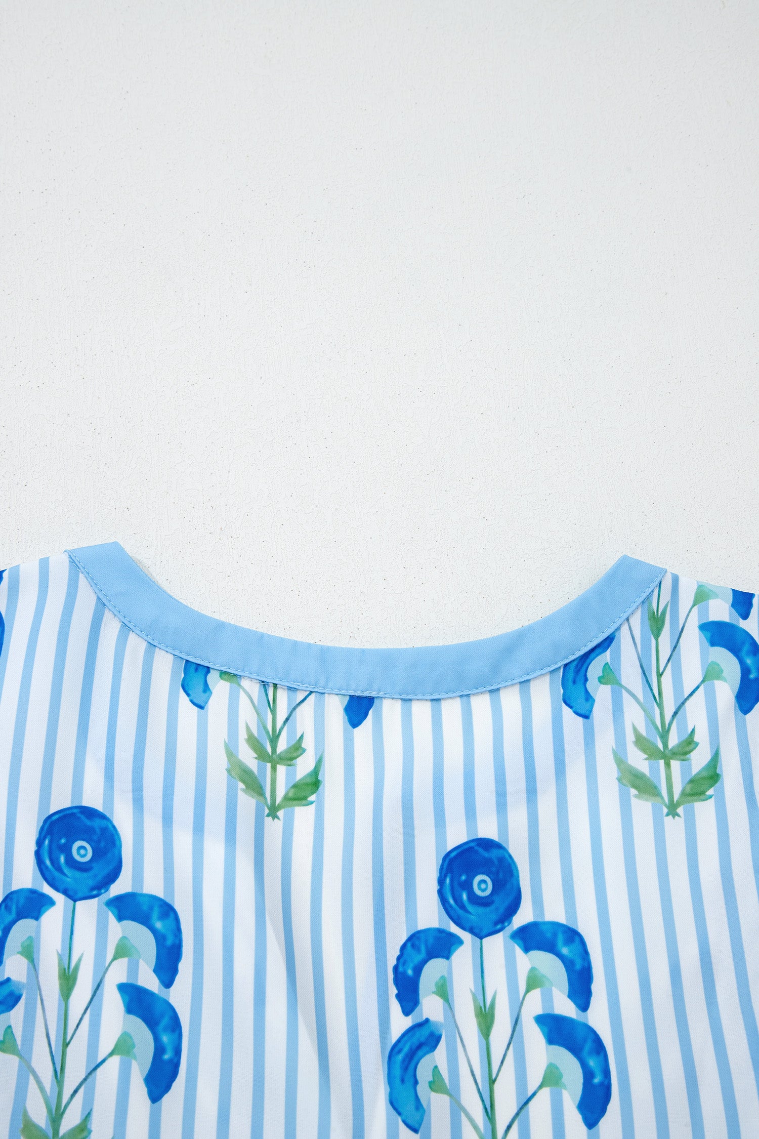 Floral Striped Puff Sleeve Flared Mini Dress