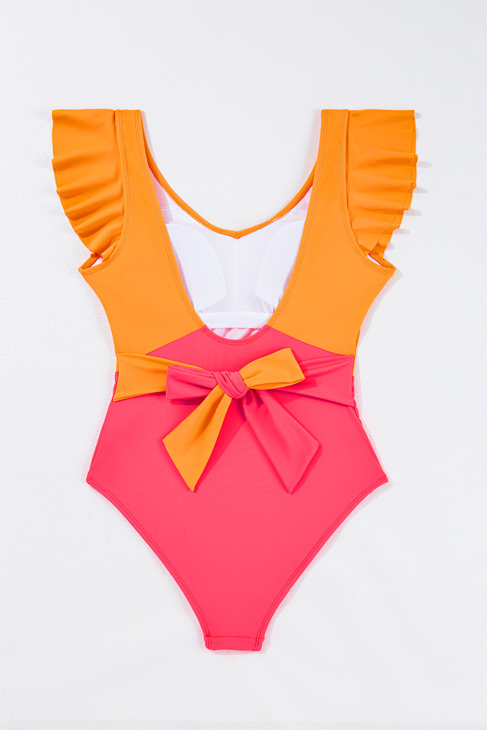 Ruffled Knotted Backless One Piece Swimsuit
