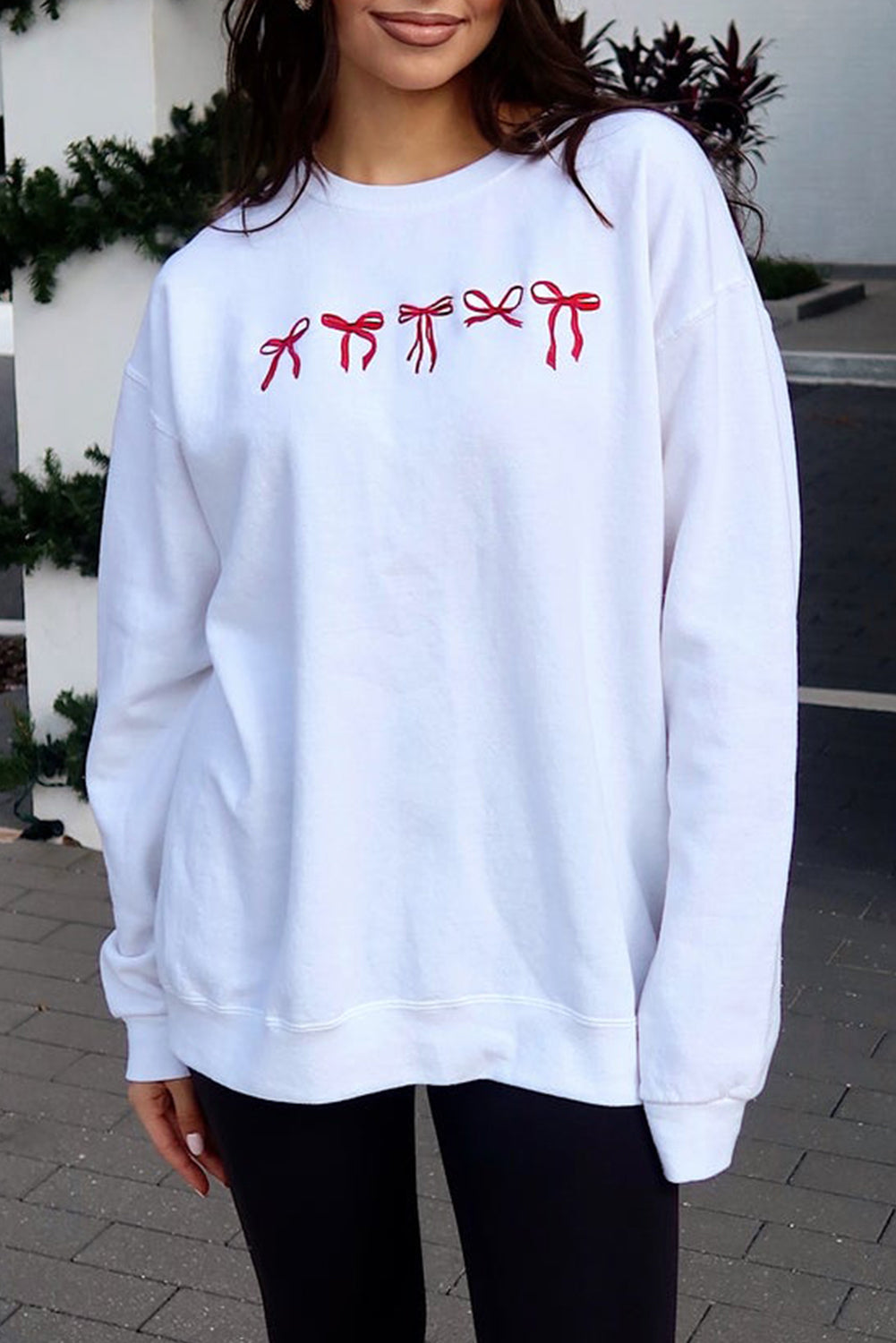Bow Drop Shoulder Sweatshirt