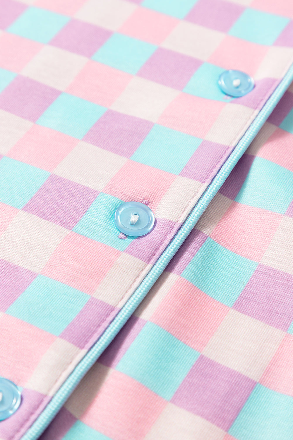 Checkered Pattern Short Sleeve Pajamas Set