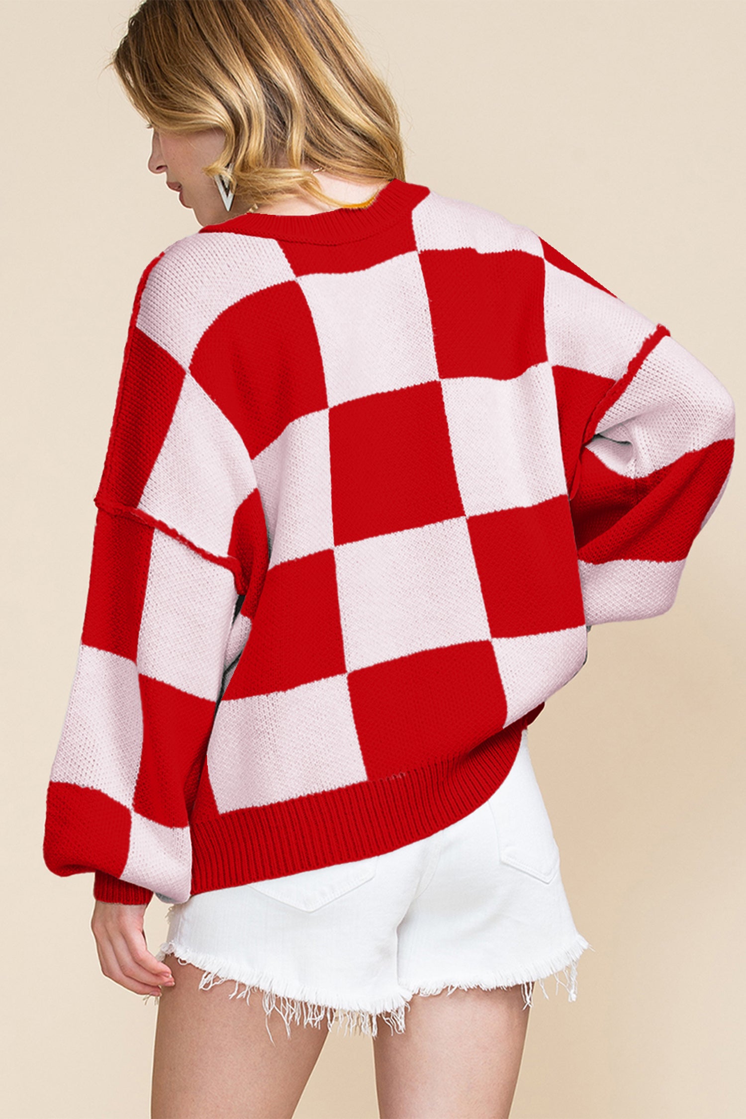 Checkered Long Sleeve Sweater