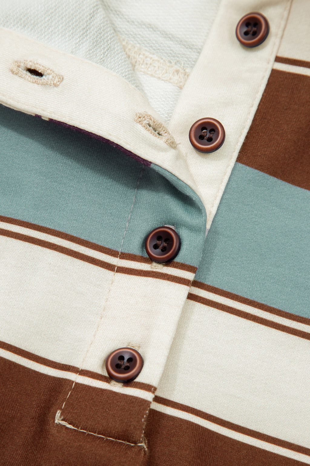 Striped Button Polo Tee 2pcs Short Set