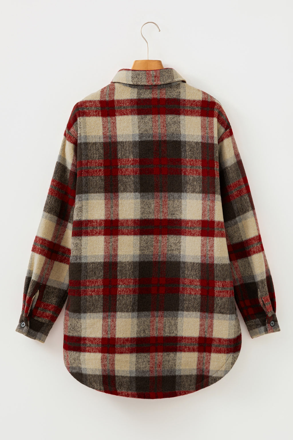 Brushed Plaid Buttoned Jacket
