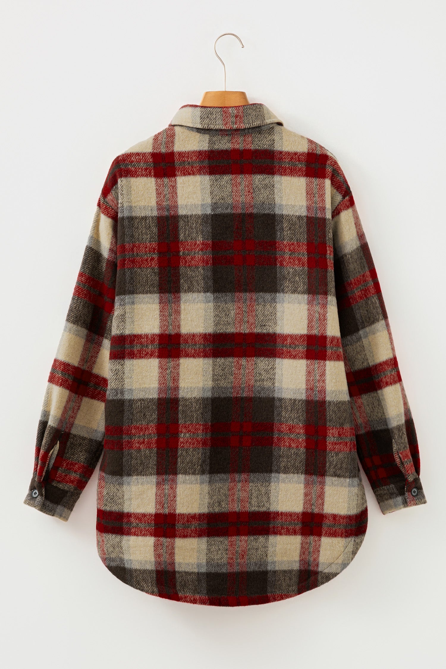 Brushed Plaid Buttoned Jacket