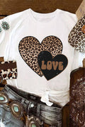 Leopard Love Double Heart Graphic Tee