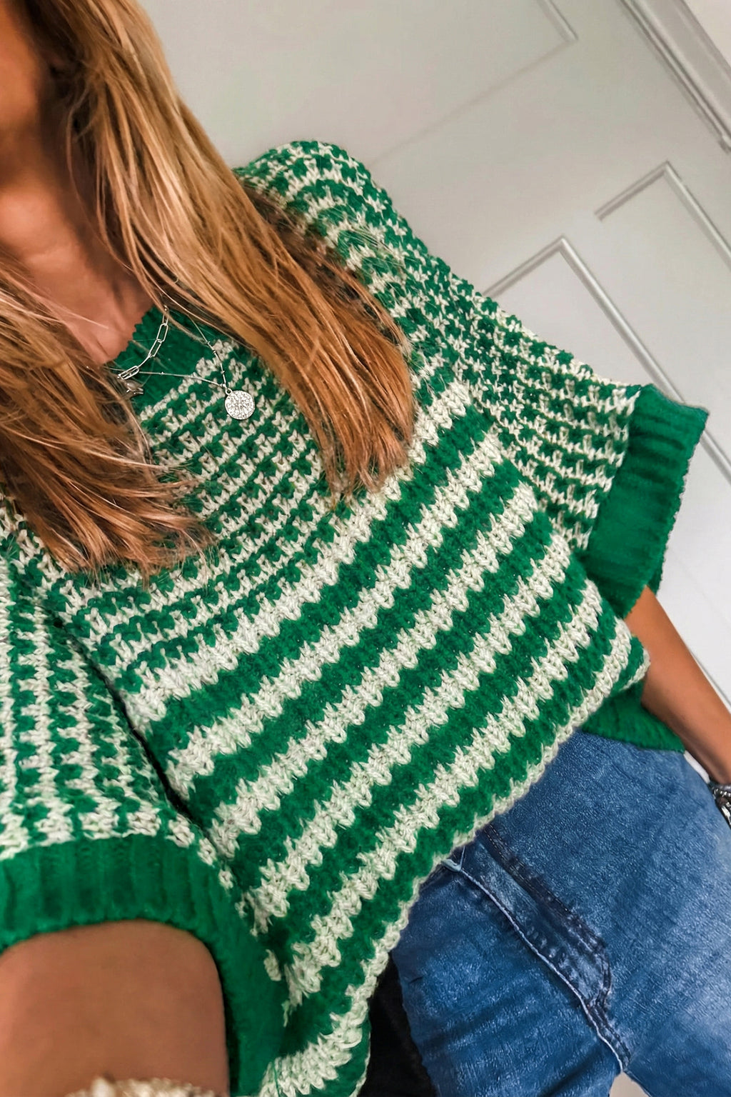 Striped Draped Sleeve Sweater