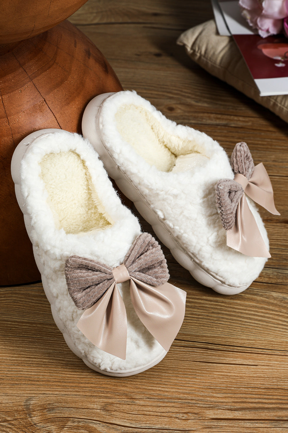 Bowknot Plush Winter Slippers