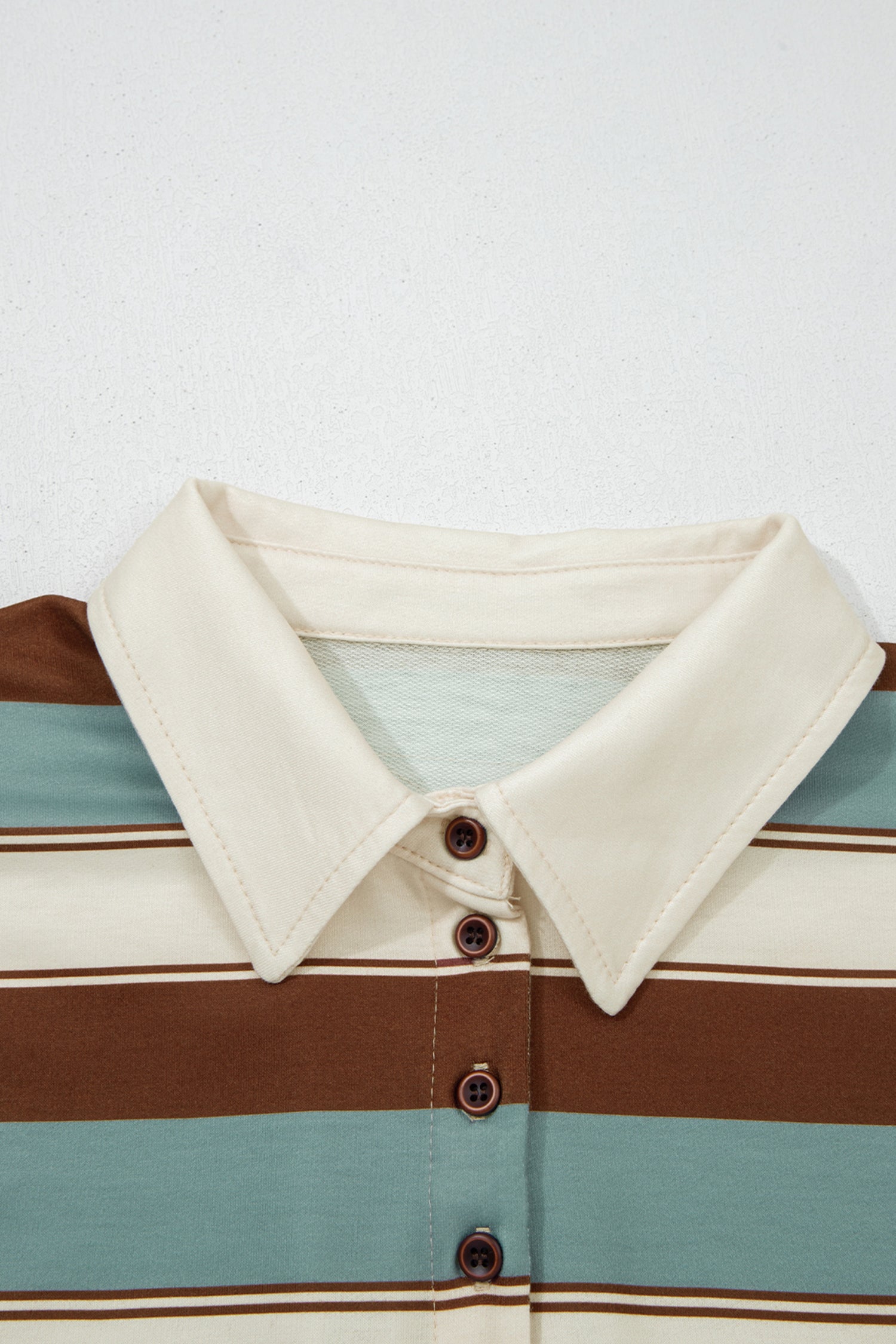 Striped Button Polo Tee 2pcs Short Set