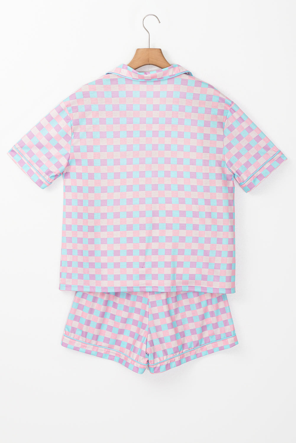 Checkered Pattern Short Sleeve Pajamas Set