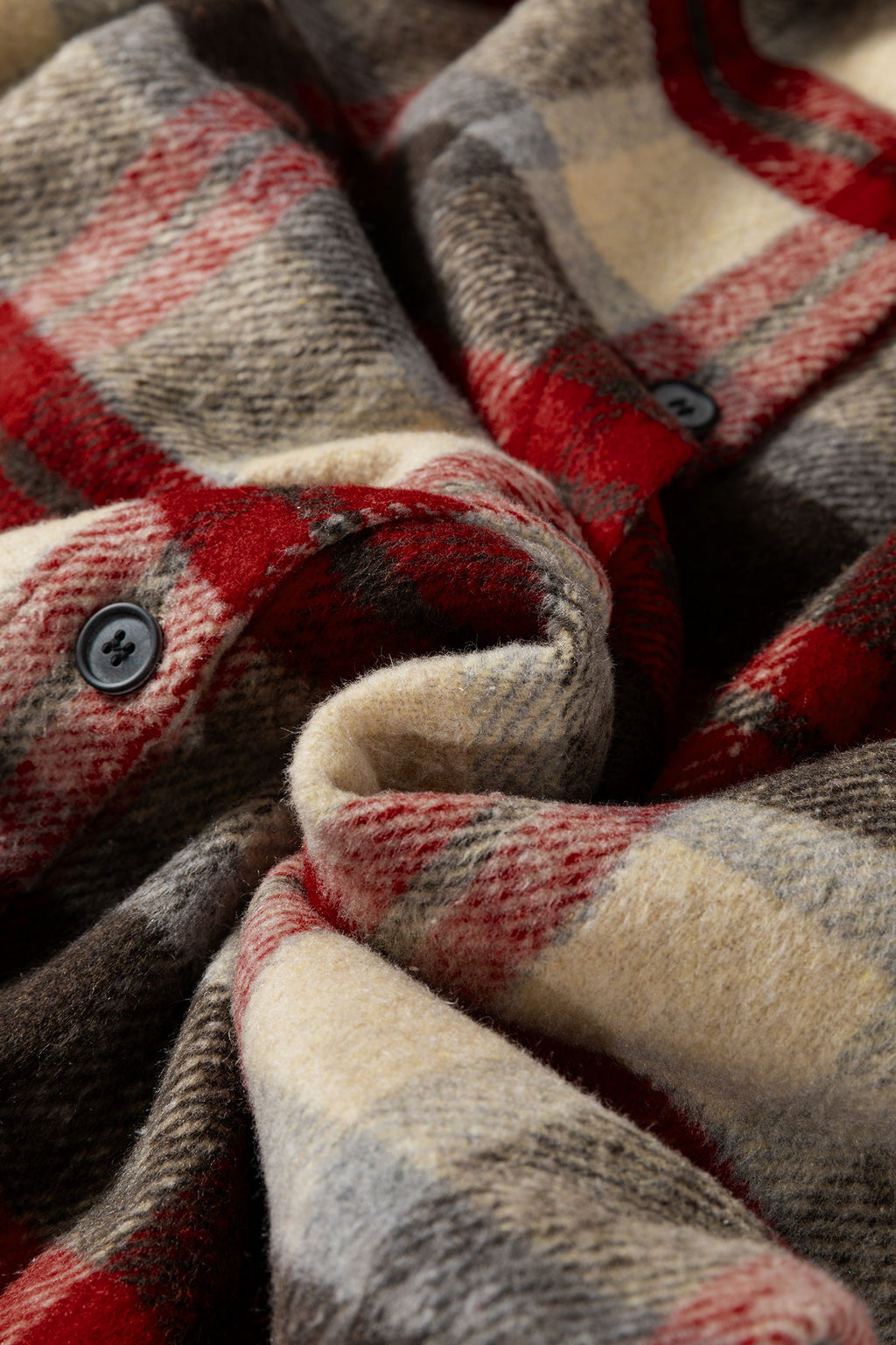 Brushed Plaid Buttoned Jacket