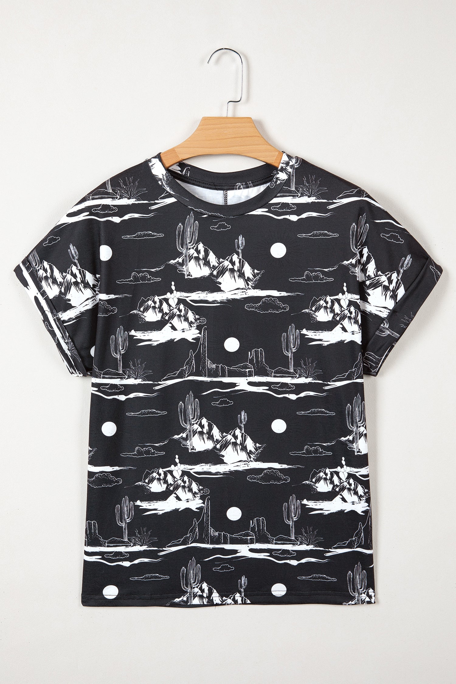 Chestnut Desert Sand Print Short Sleeve Knit Top