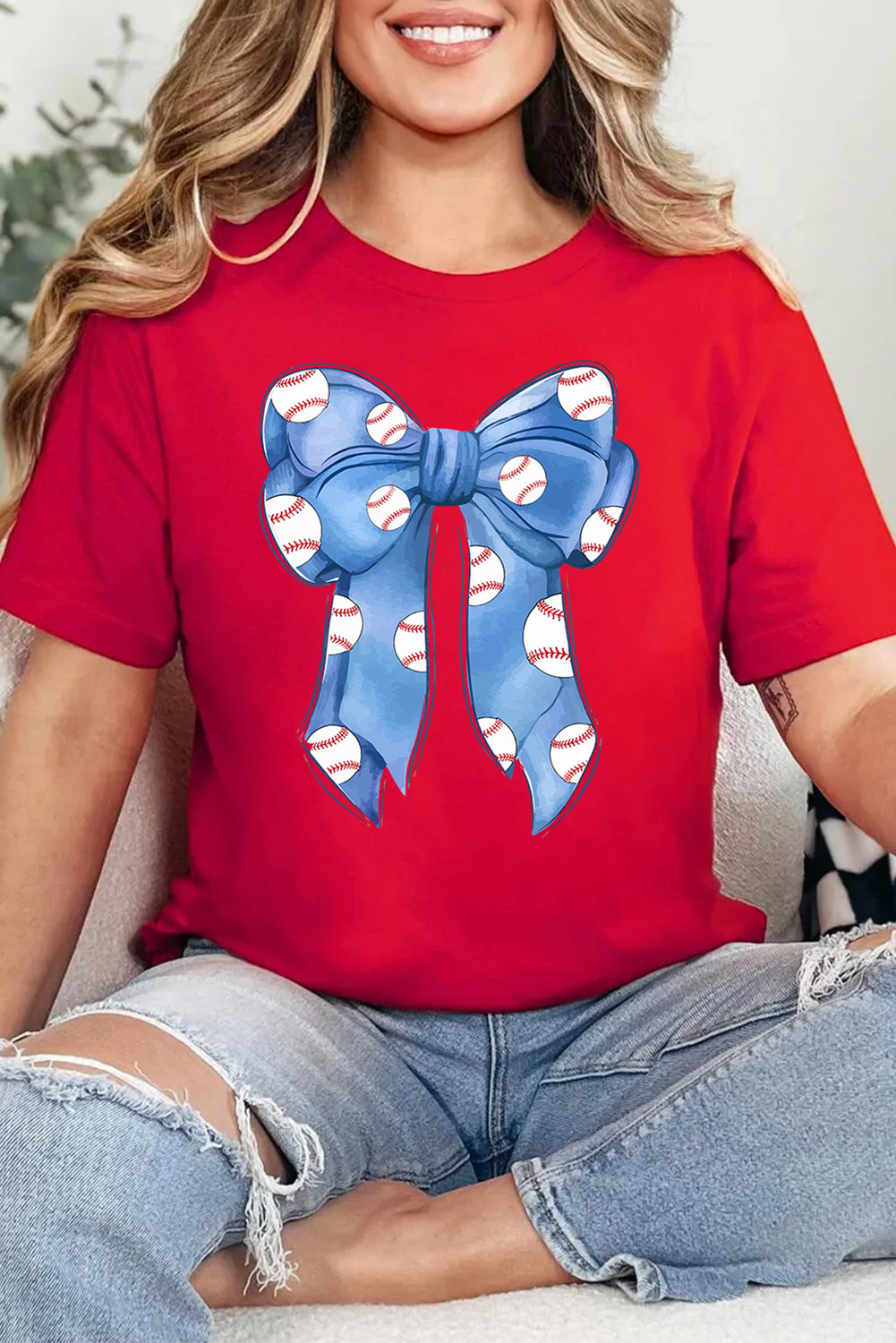 Bowknot Graphic Crew Neck Tee