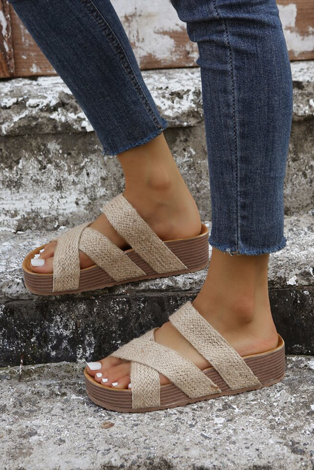 Woven Cross Criss Slip-On Slippers