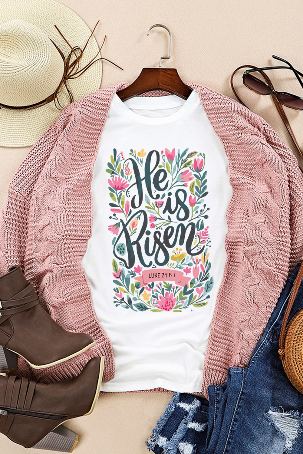 He is Risen Floral T-Shirt