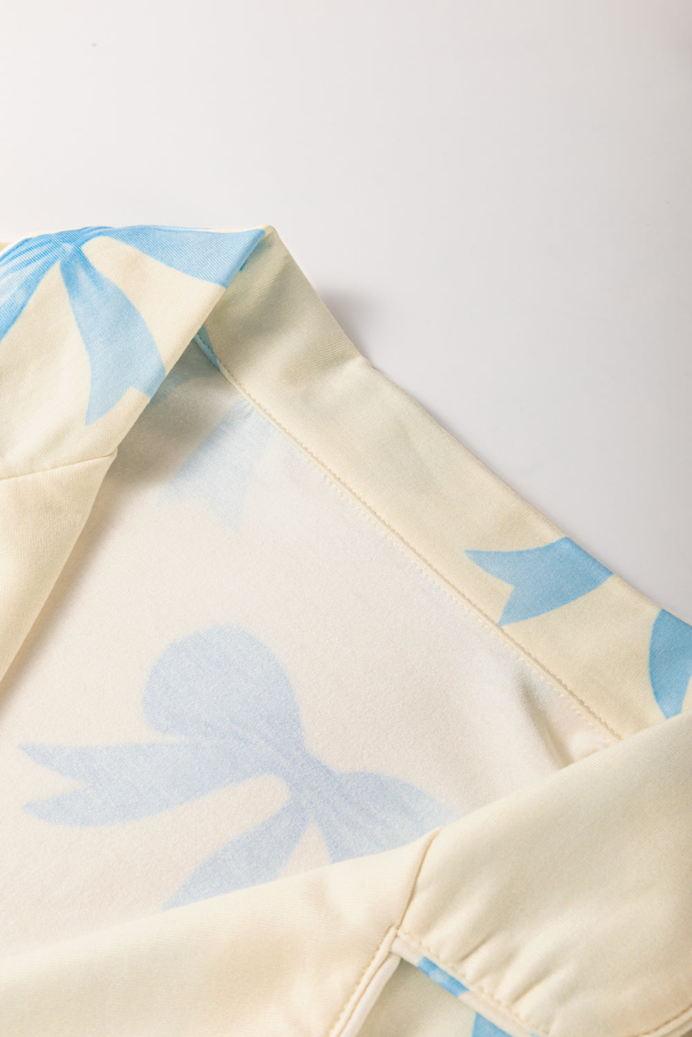 Yellow and Blue Bow Short Sleeve-Shorts Pajama Set