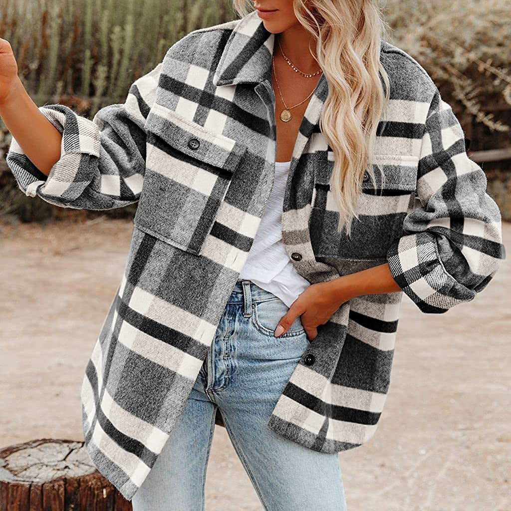 Women's Plaid Button Flannel Shirt