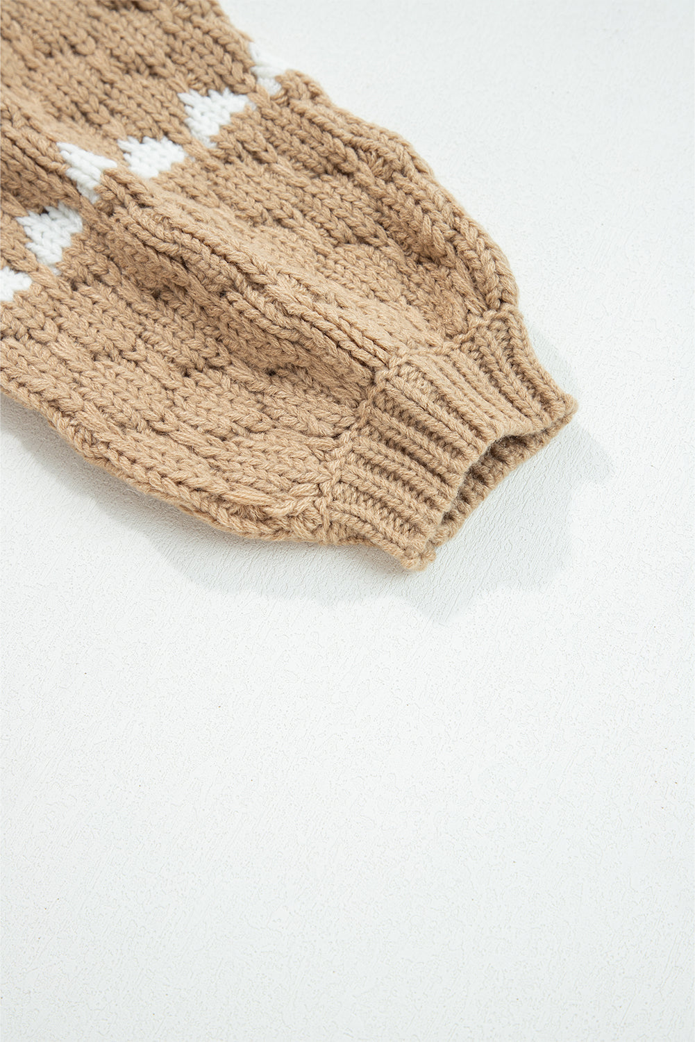 Textured Knit Puff Sleeve Baggy Sweater