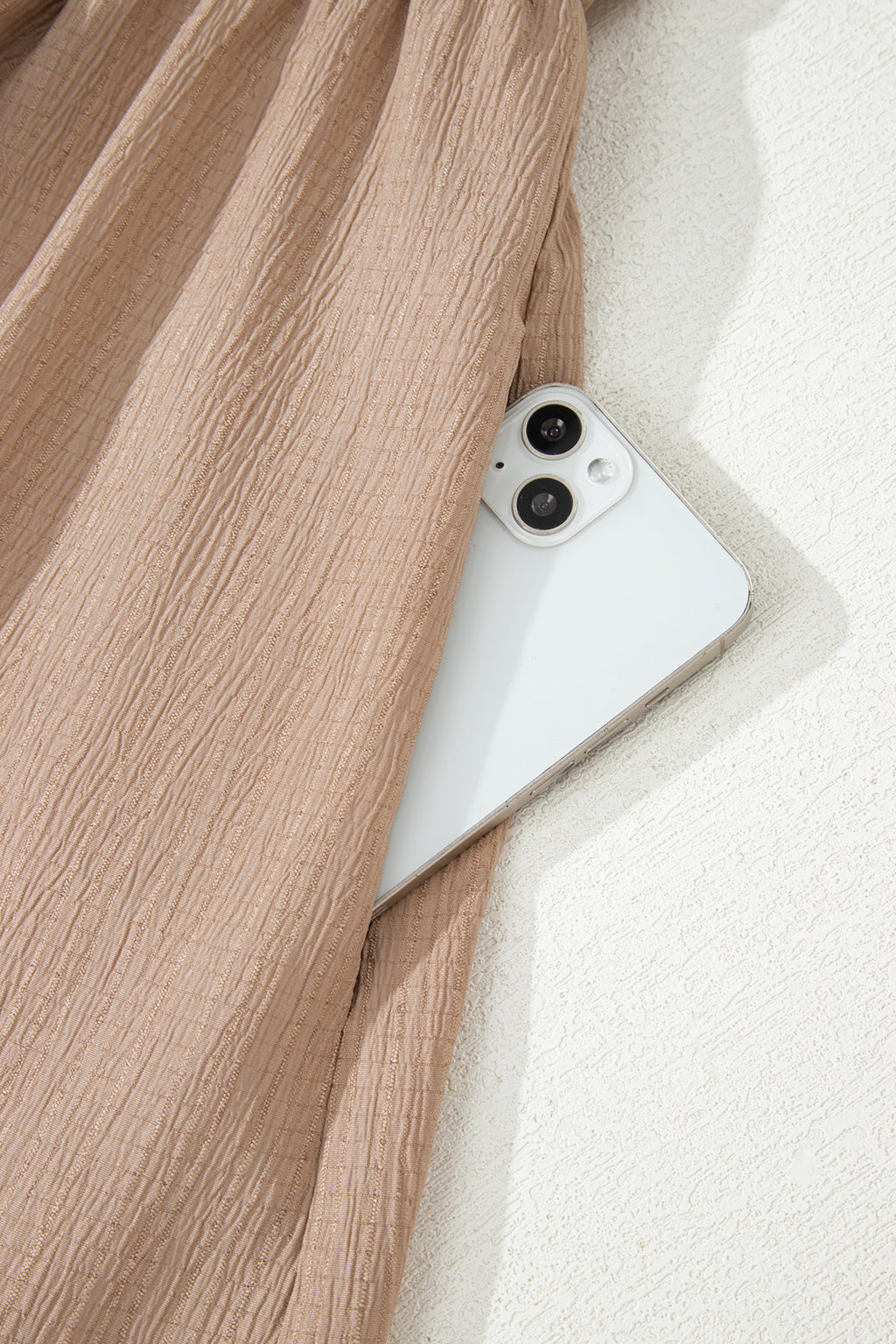 Dark Khaki Plus Size Textured Ruffled Short Sleeve Dress