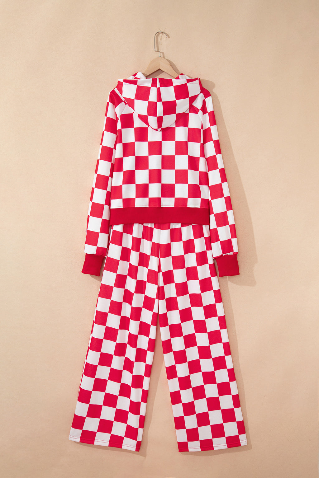 Checkered Half Zip Hoodie & Loose Pant Set