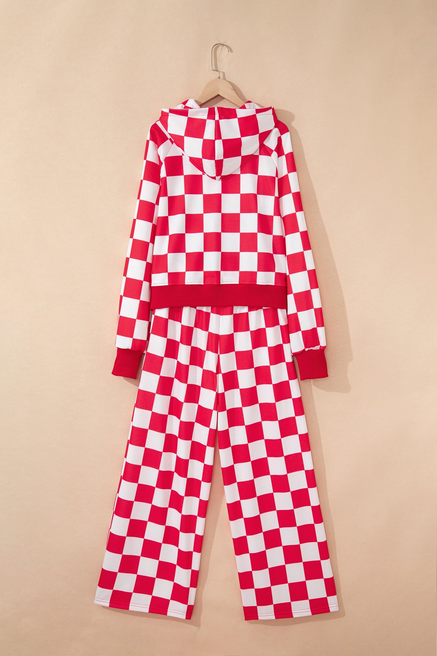 Checkered Half Zip Hoodie & Loose Pant Set