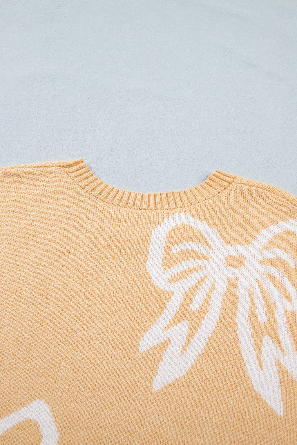 Bow Pattern Drop Shoulder Loose Sweater