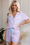 Checkered Pattern Short Sleeve Pajamas Set