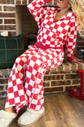 Checkered Half Zip Hoodie & Loose Pant Set