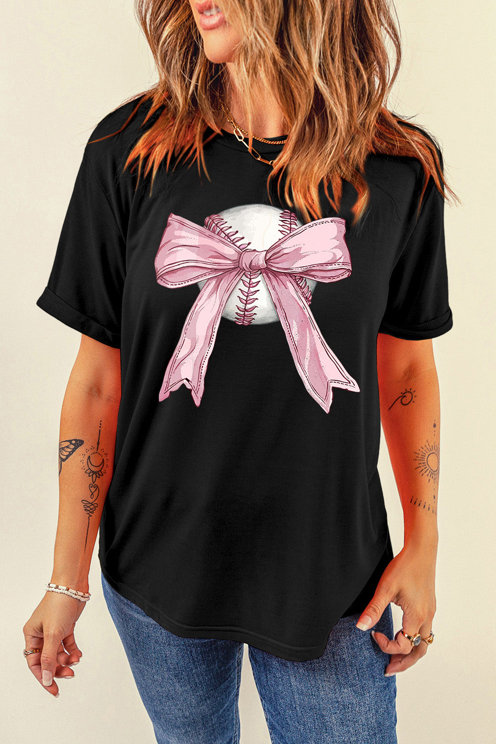 Baseball Bow Graphic T-Shirt