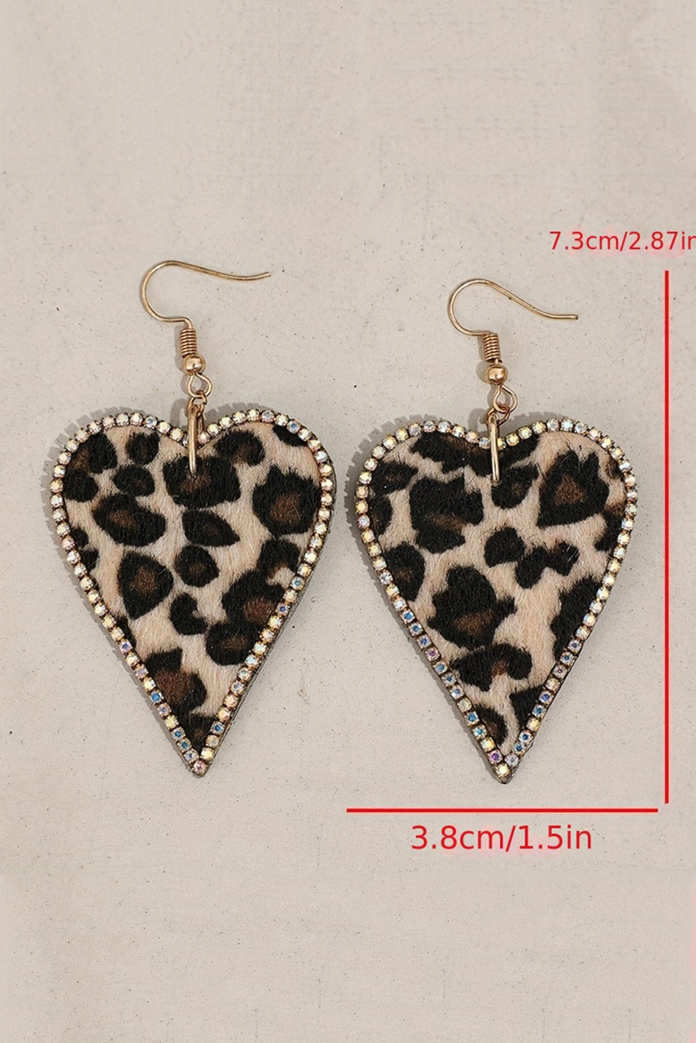 Rhinestone Edge Leopard Heart Shape Earrings