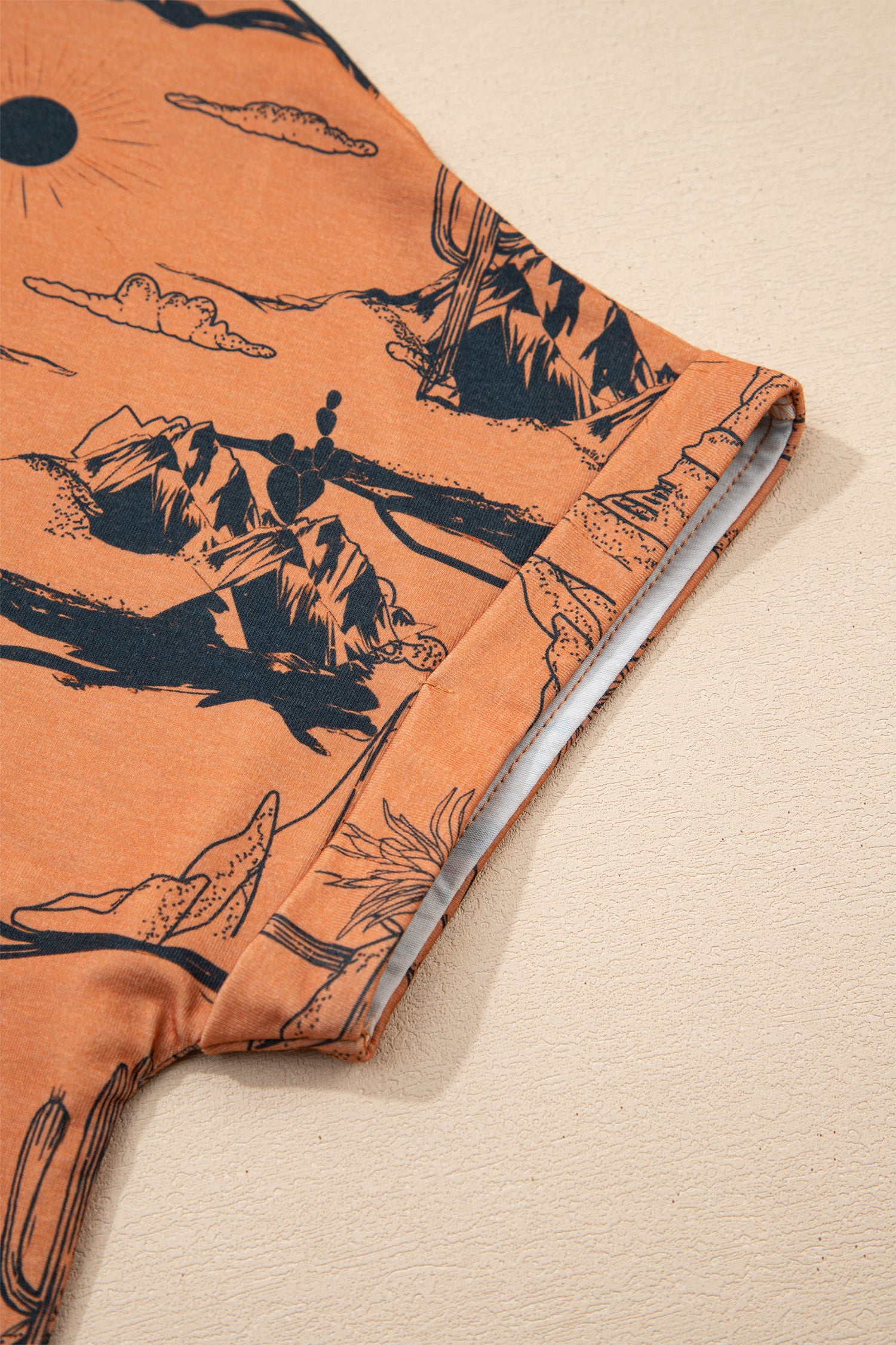 Chestnut Desert Sand Print Short Sleeve Knit Top