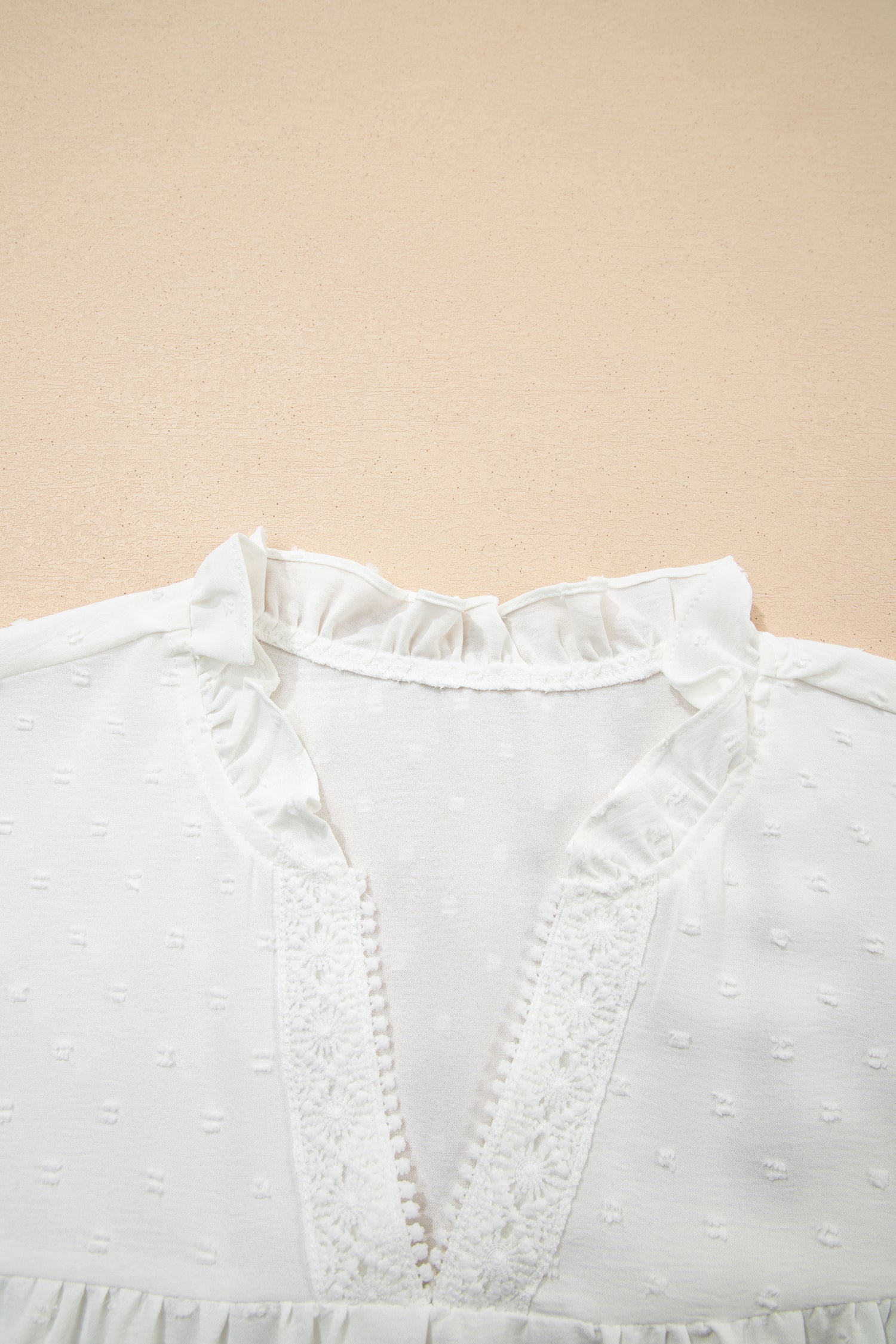 Plus Size Swiss Dot Ruffle Lace V Neck Tank Top