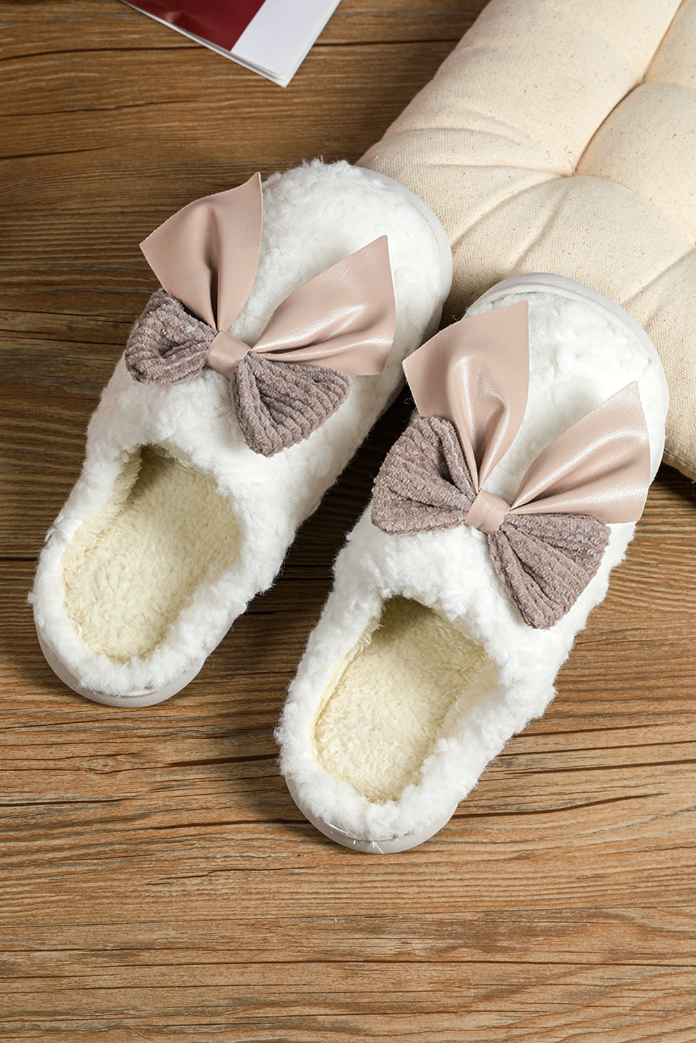 Bowknot Plush Winter Slippers