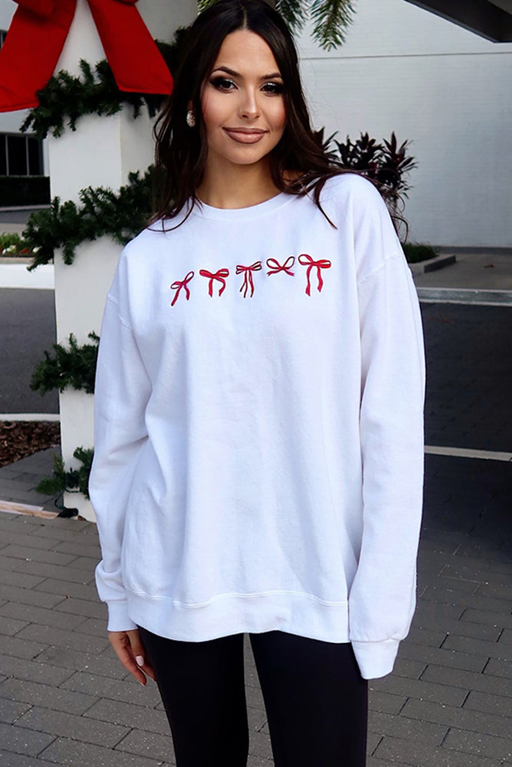 Bow Drop Shoulder Sweatshirt
