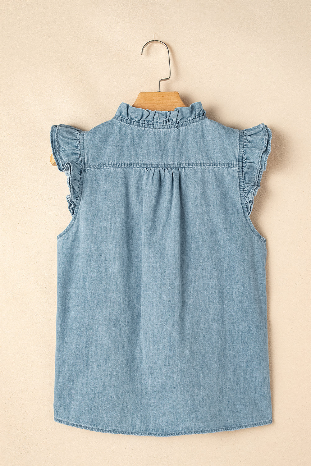 Frilly Ruffle Trim V Neck Tank Top