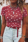 Heart Mesh Short Sleeve Top