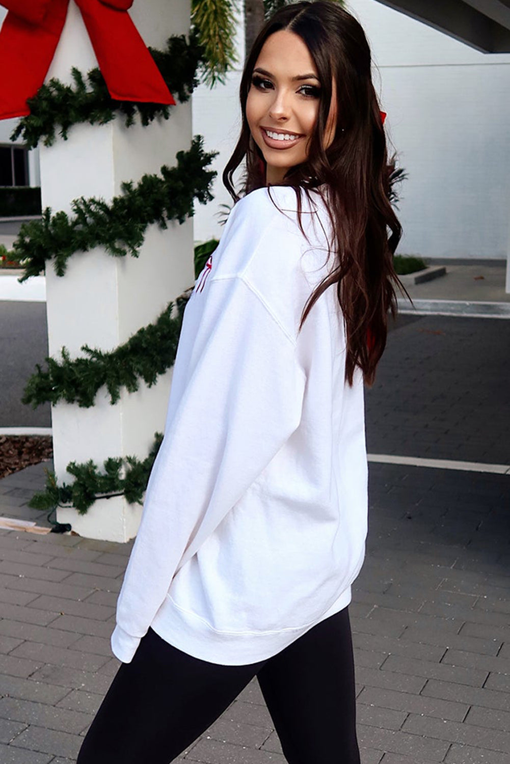 Bow Drop Shoulder Sweatshirt