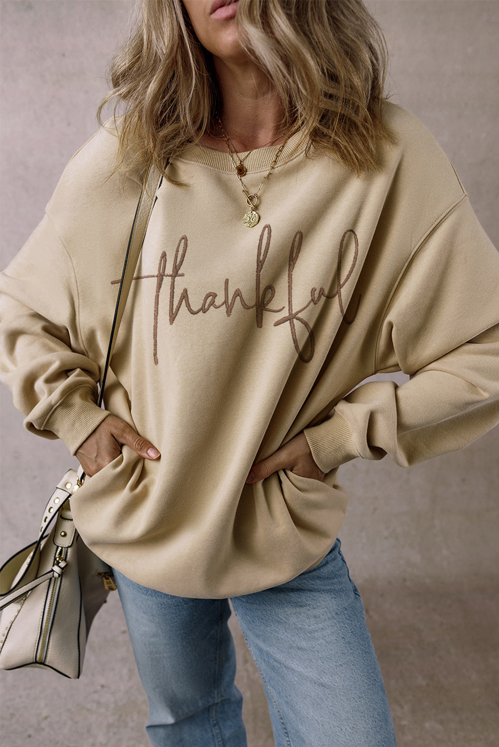 Thankful Drop Shoulder Pullover Sweatshirt
