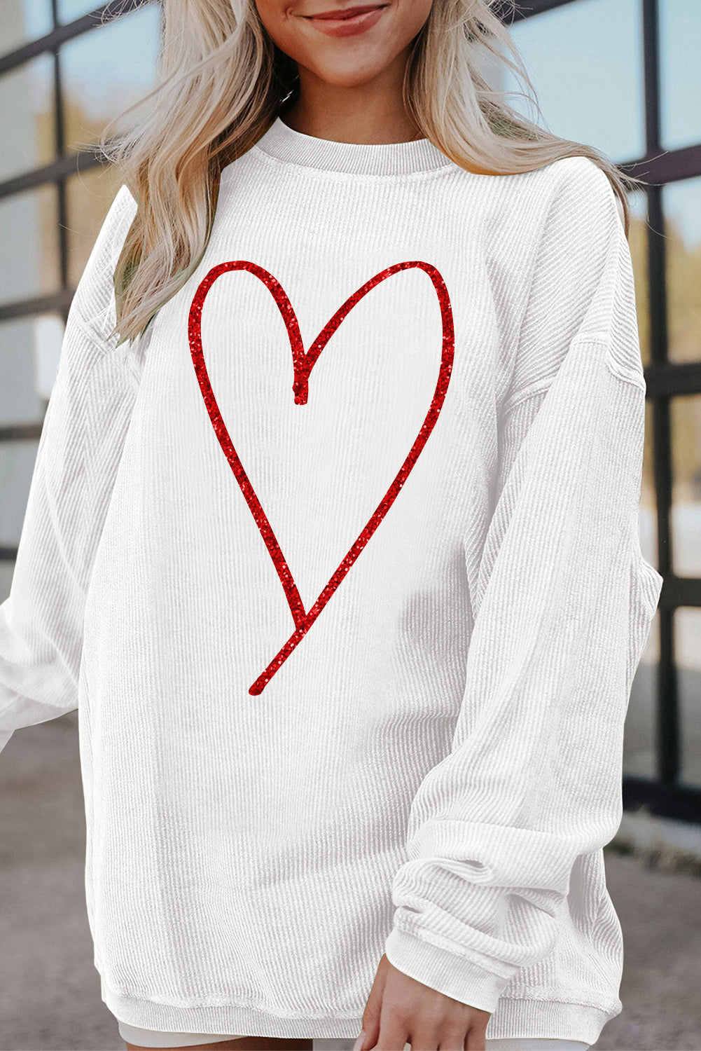 Glittering Heart Pullover Sweatshirt