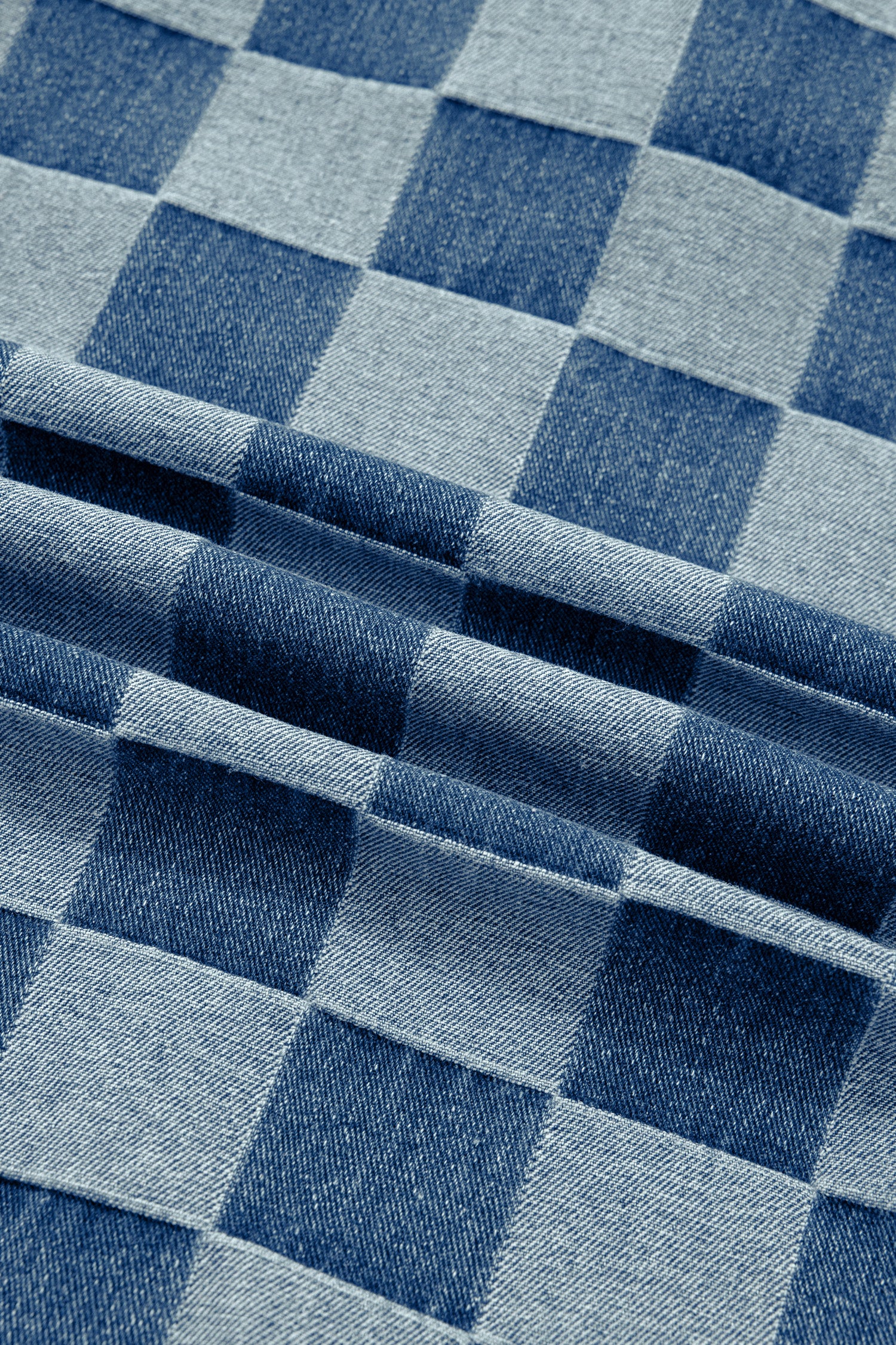 Checkered Ruffle Button Down Denim Vest