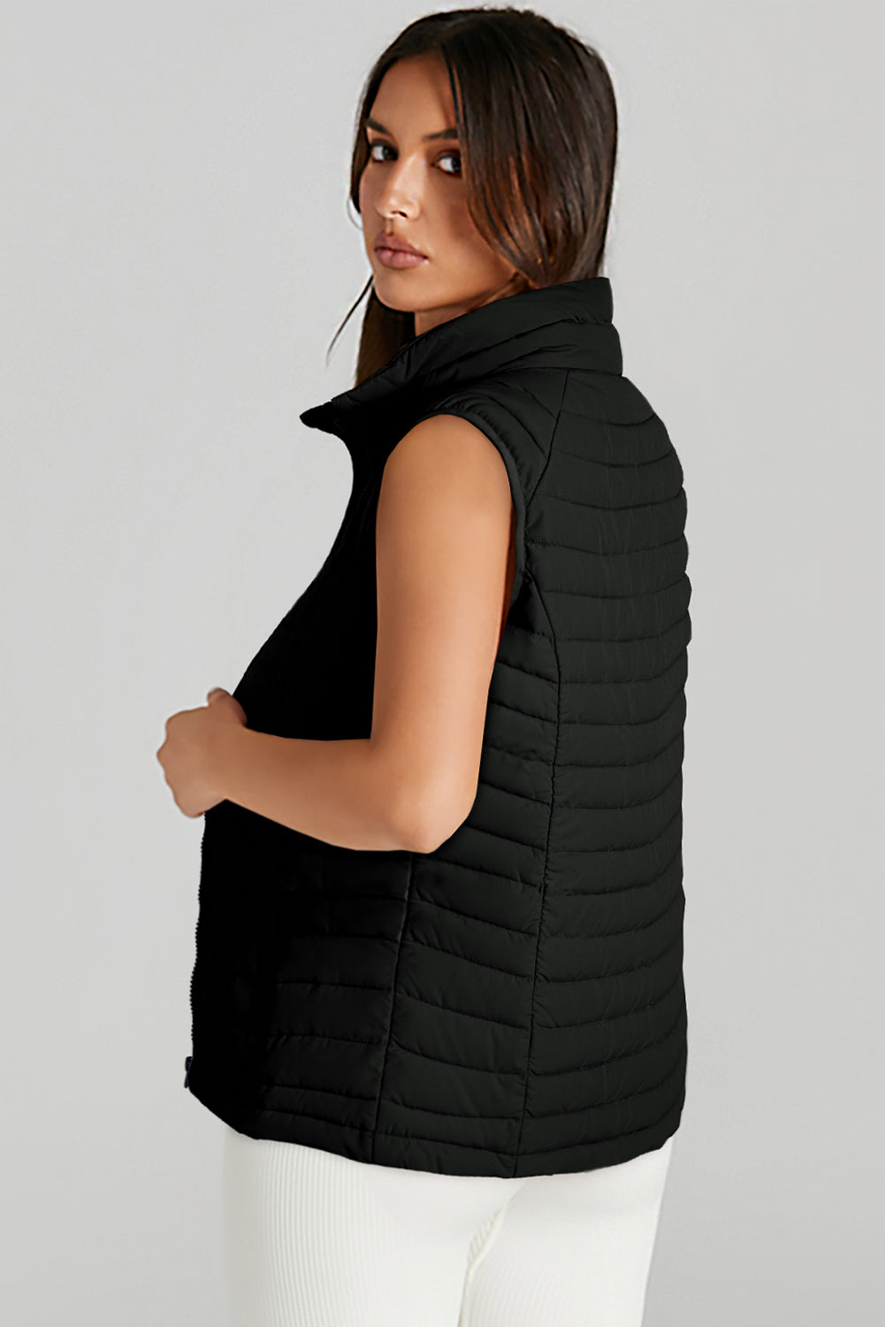 Plush Zipped Puffer Vest