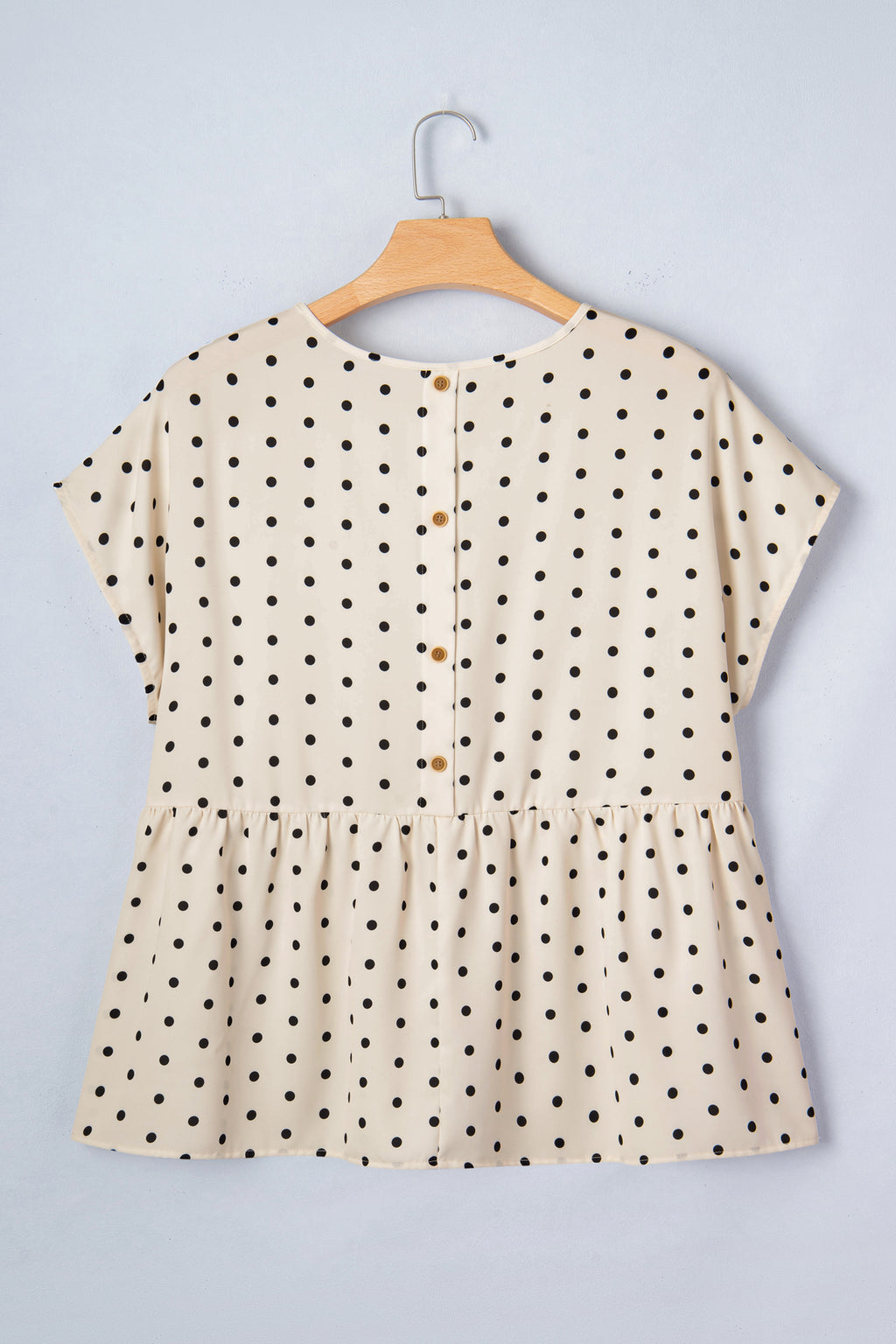 Plus Size Polka Dot Short Sleeve Blouse