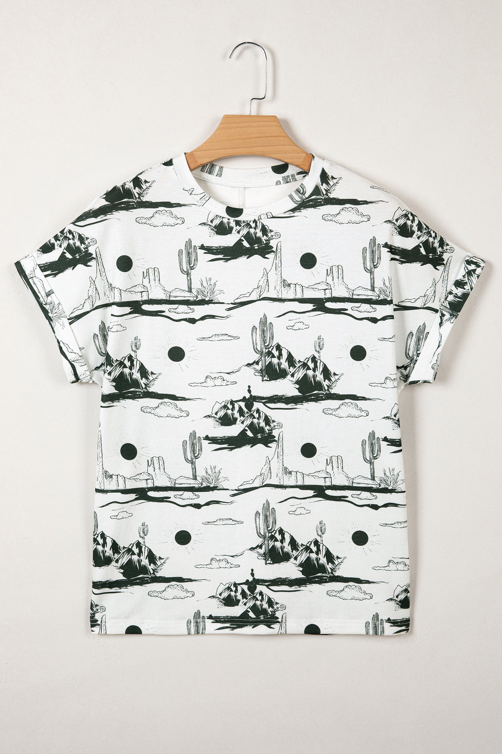 Chestnut Desert Sand Print Short Sleeve Knit Top