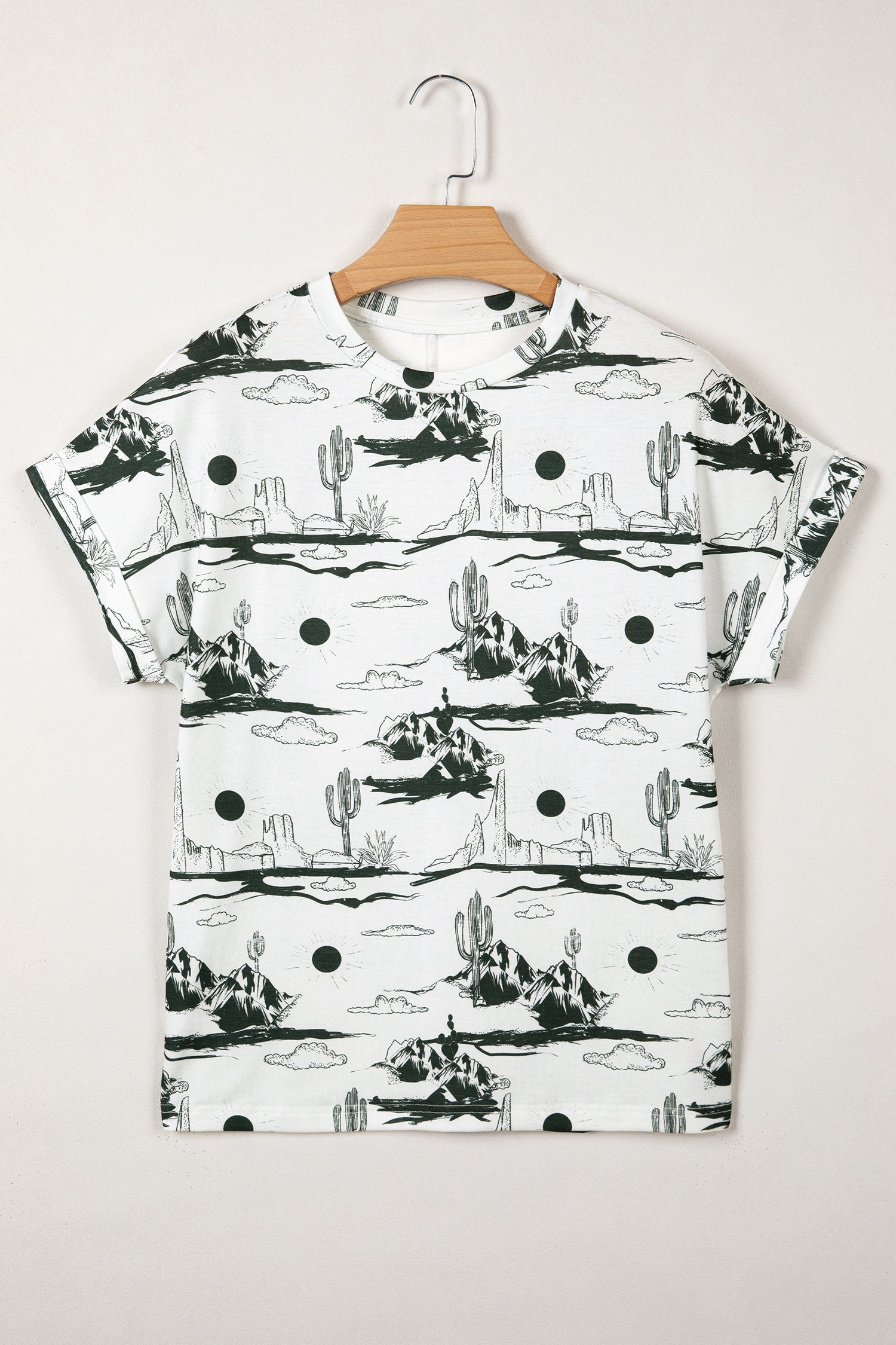 Chestnut Desert Sand Print Short Sleeve Knit Top