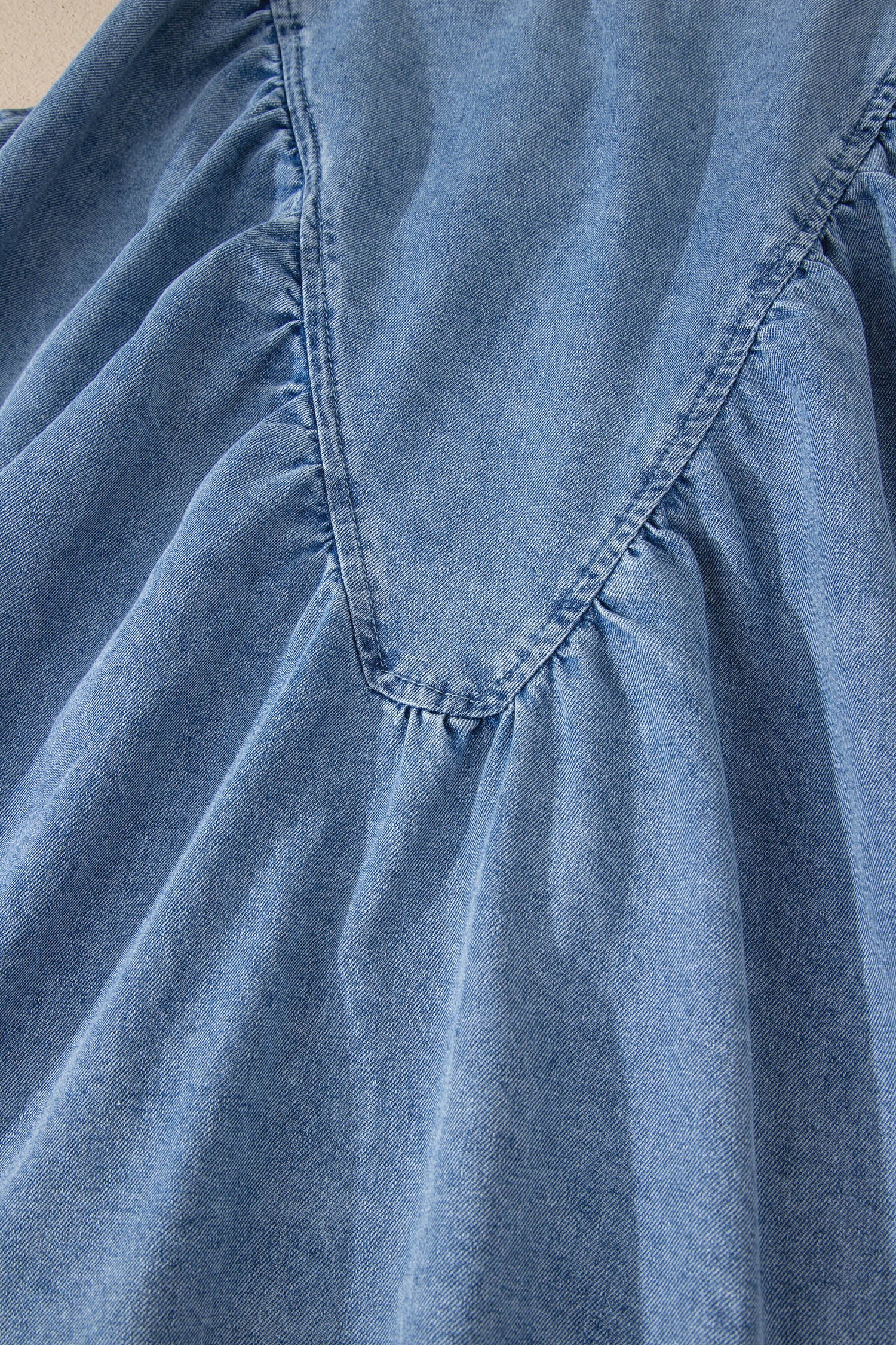 Denim Pleated Patchwork Sleeveless Top