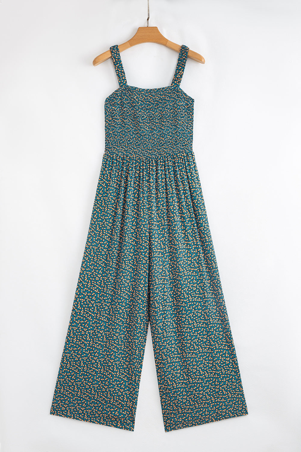 Floral Smocked High Waist Jumpsuit