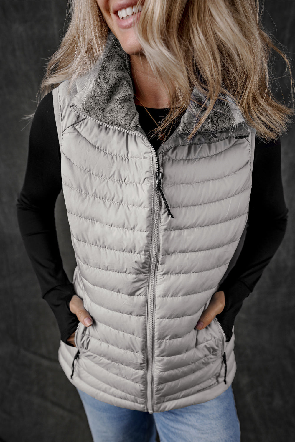 Plush Zipped Puffer Vest
