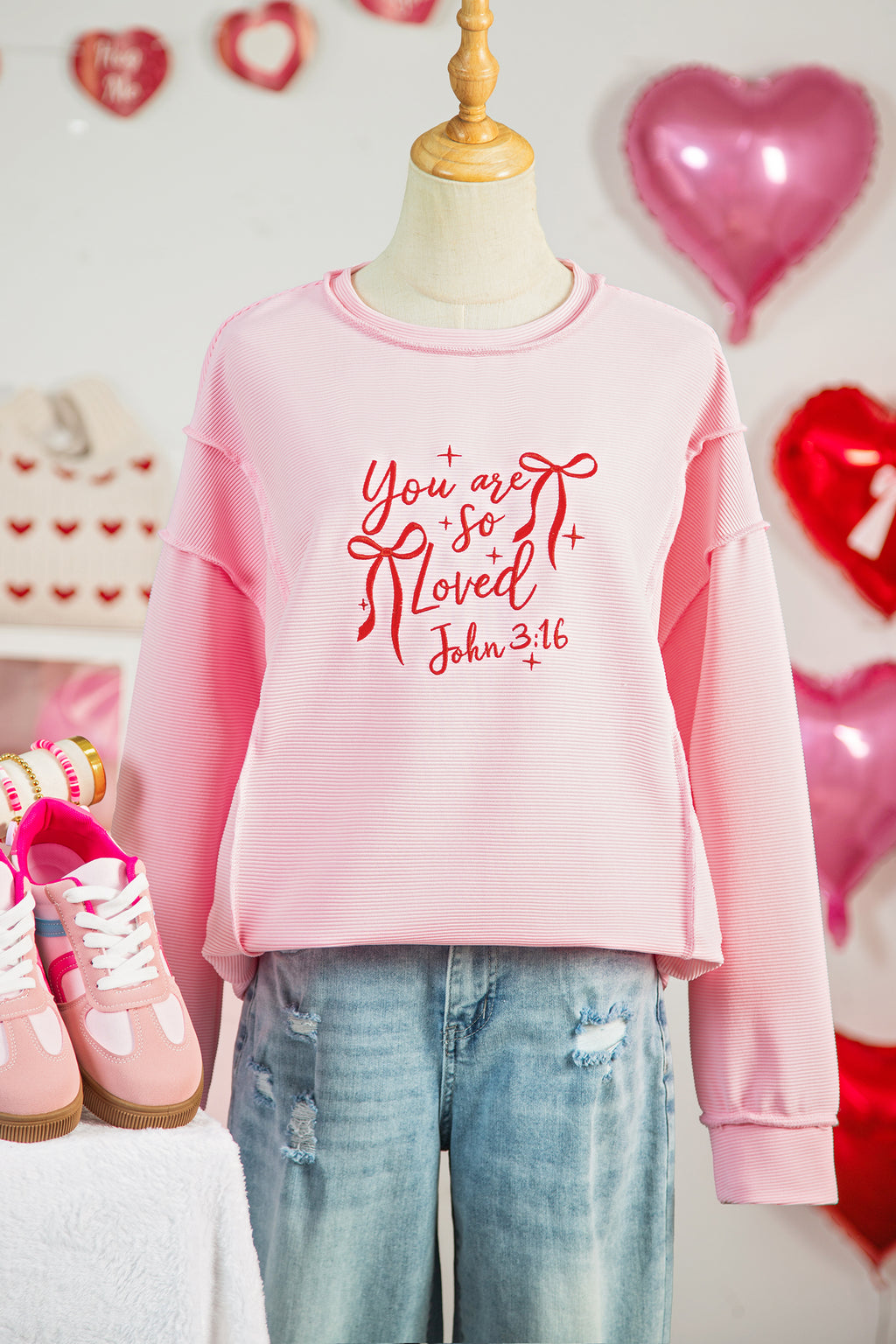 You are so Loved Bow Graphic Pullover Top