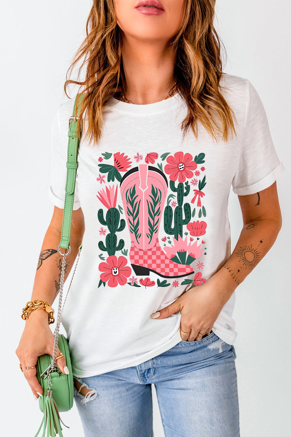 Western Boots Flower Graphic Tee