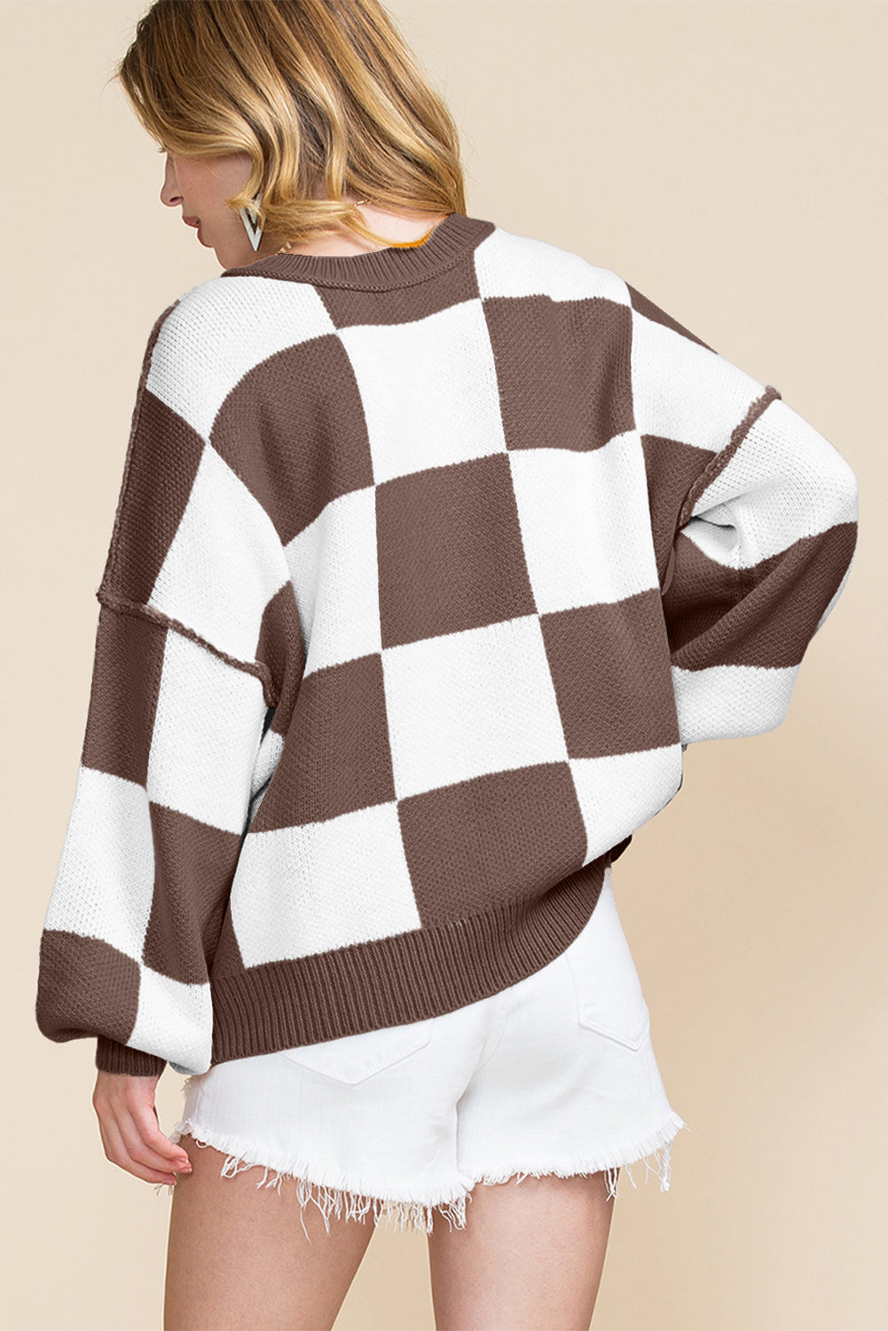Checkered Long Sleeve Sweater