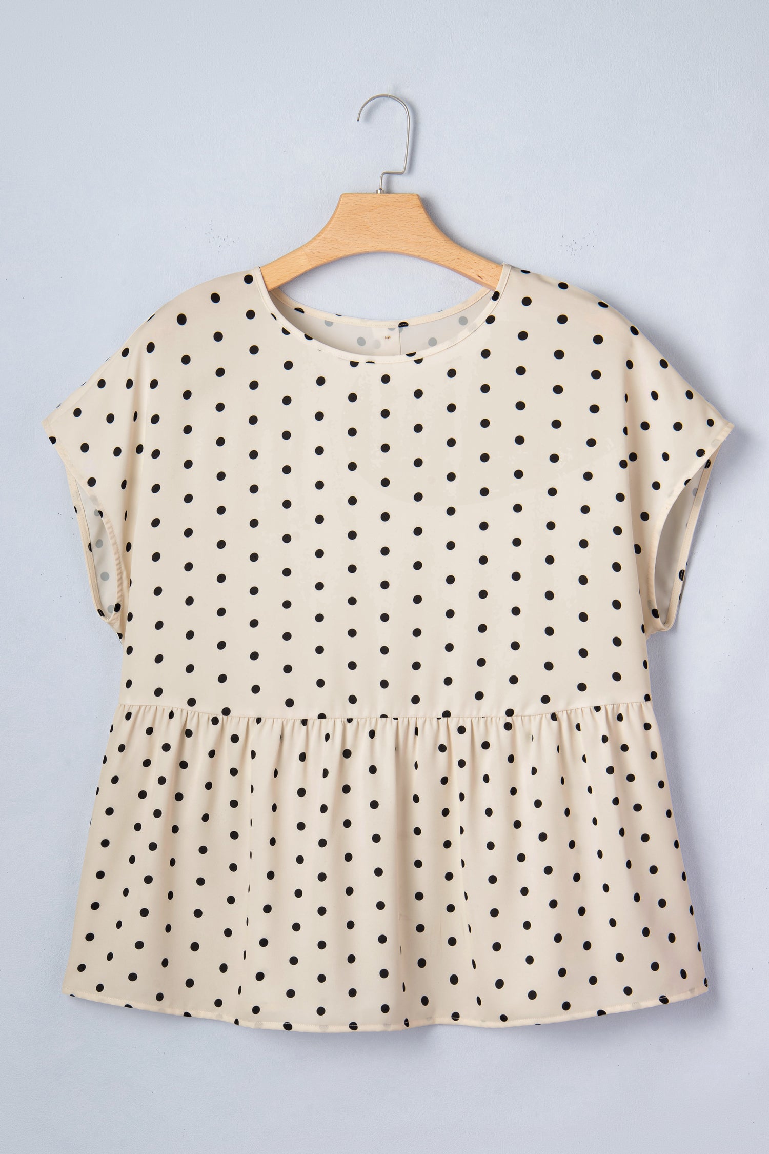 Plus Size Polka Dot Short Sleeve Blouse